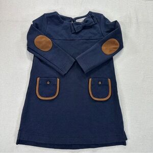 Quilted Ponte Riding Dress Navy and Brown Pockest and Elbows Sz 3